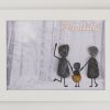 Steinbild Stone Frame Familie Geburt Winterlandschaft Winter Landscape Baby
