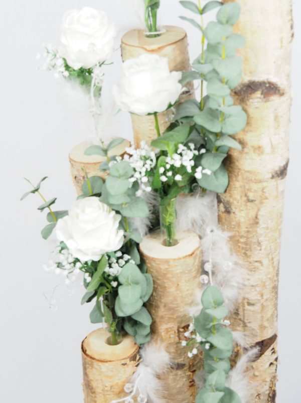 Bodendeko Hochzeitsdeko Holz modern vintage mit Reagenzgläser