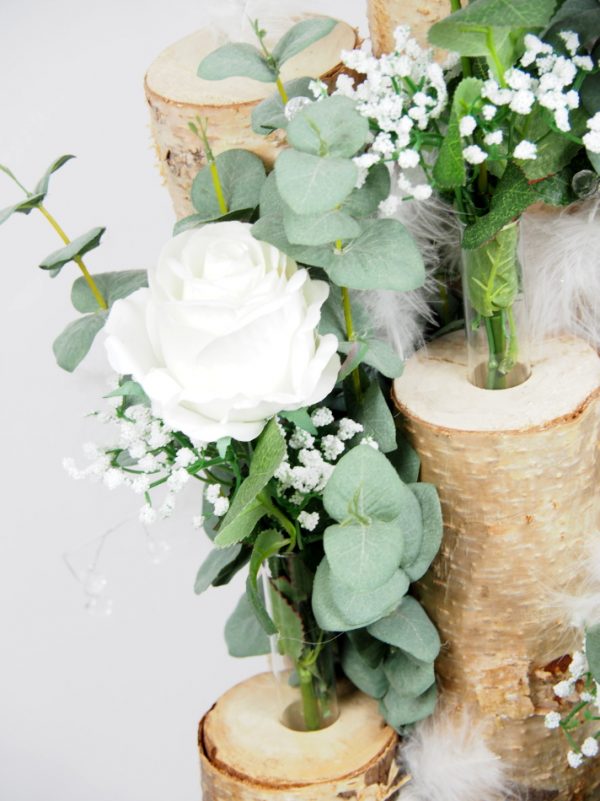 Bodendeko Hochzeitsdeko Holz modern vintage mit Reagenzgläser